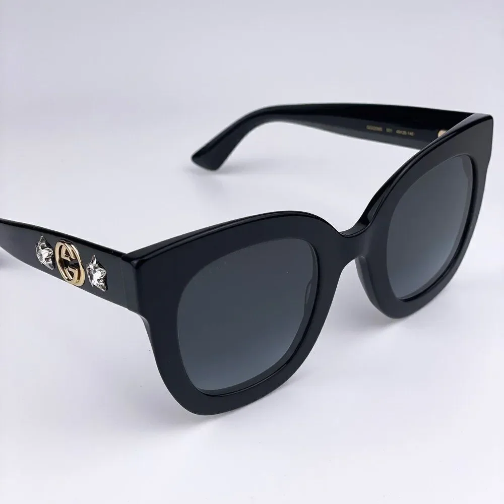 SALE! NEW Gucci  GG0208S 001 Black Gray Mirrored Gradient Square Women